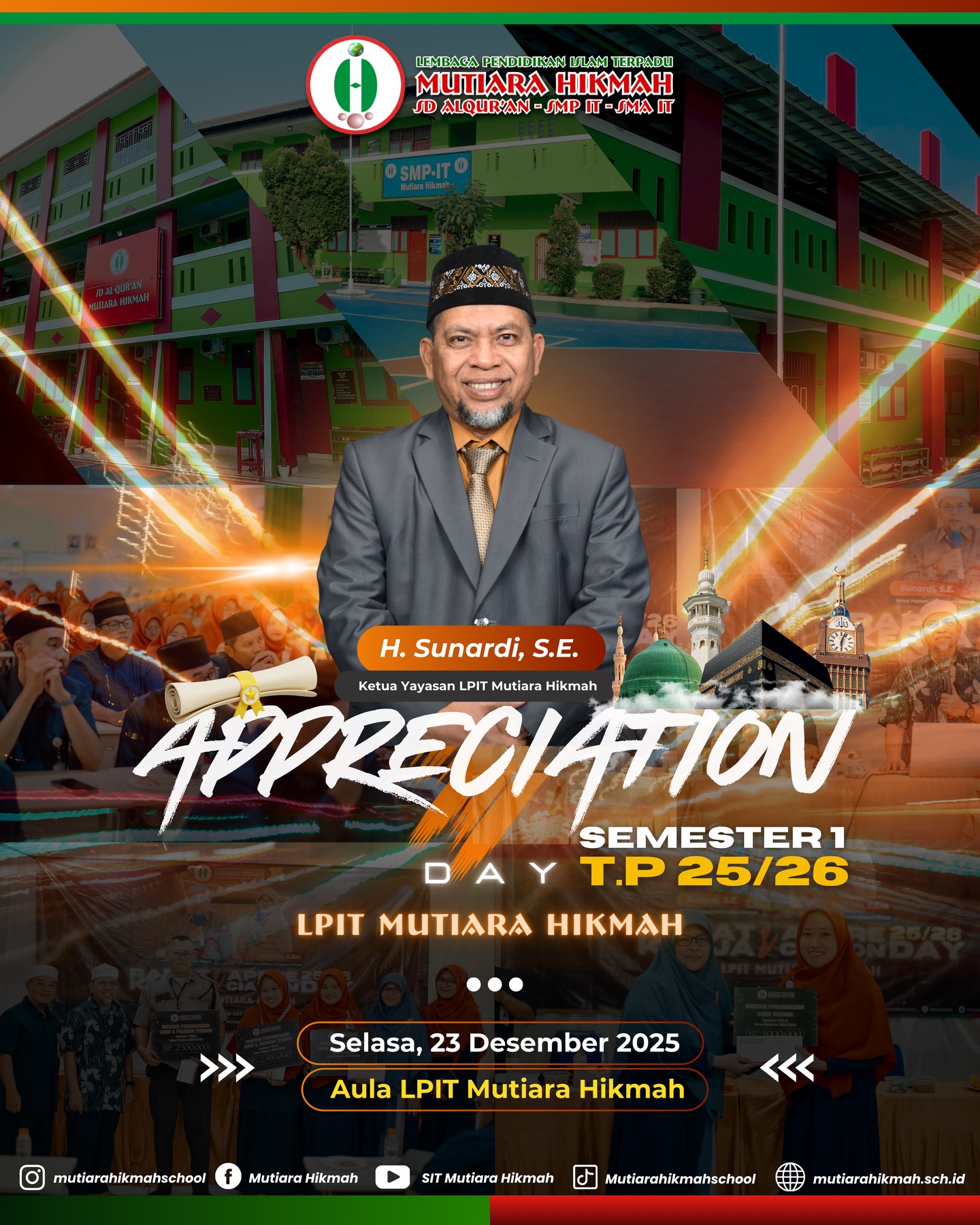 Dedikasi bukan sekadar menjalankan tugas, tapi memberikan hati untuk setiap proses belajar-mengajar. ✨ Alhamdulillah, tahun ini LPIT Mutiara Hikmah menggelar kembali kegiatan Appreciation Day LPIT Mutiara Hikmah untuk Semester 1 Tahun Pelajaran 2025/2026. 

Acara ini merupakan bentuk apresiasi tulus bagi para guru dan pegawai yang telah berjuang memberikan yang terbaik demi mencetak generasi rabbani. Terima kasih atas peluh, doa, dan inspirasi yang tak henti mengalir. Mari terus bertumbuh bersama! 🌙✨

#LPITMutiaraHikmah #AppreciationDay #GuruInspiratif #Semester1 #PendidikanIslam